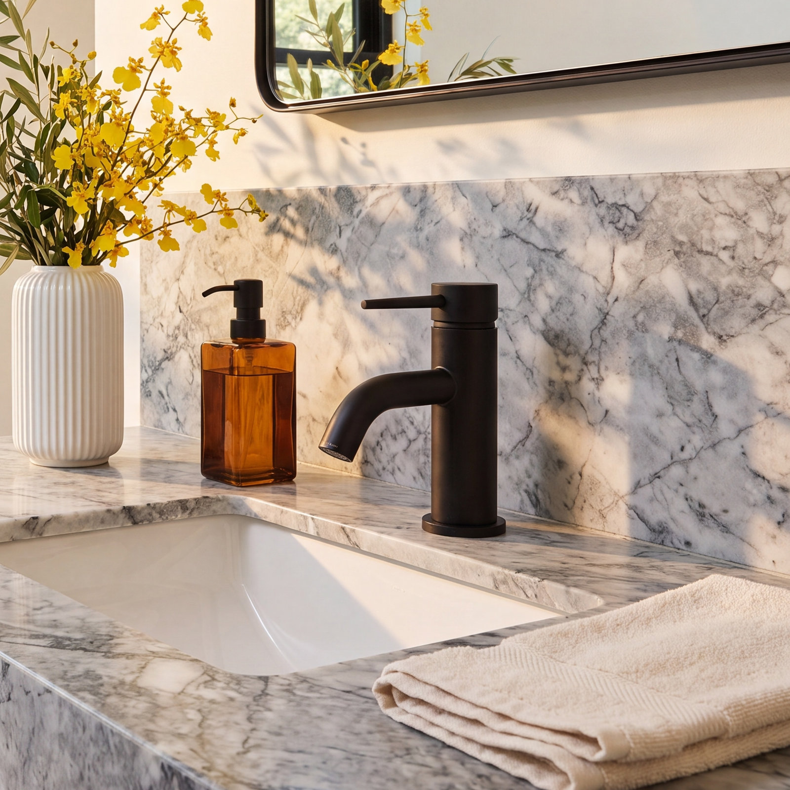New York Single-Handle Faucet with Drain, Matte Black