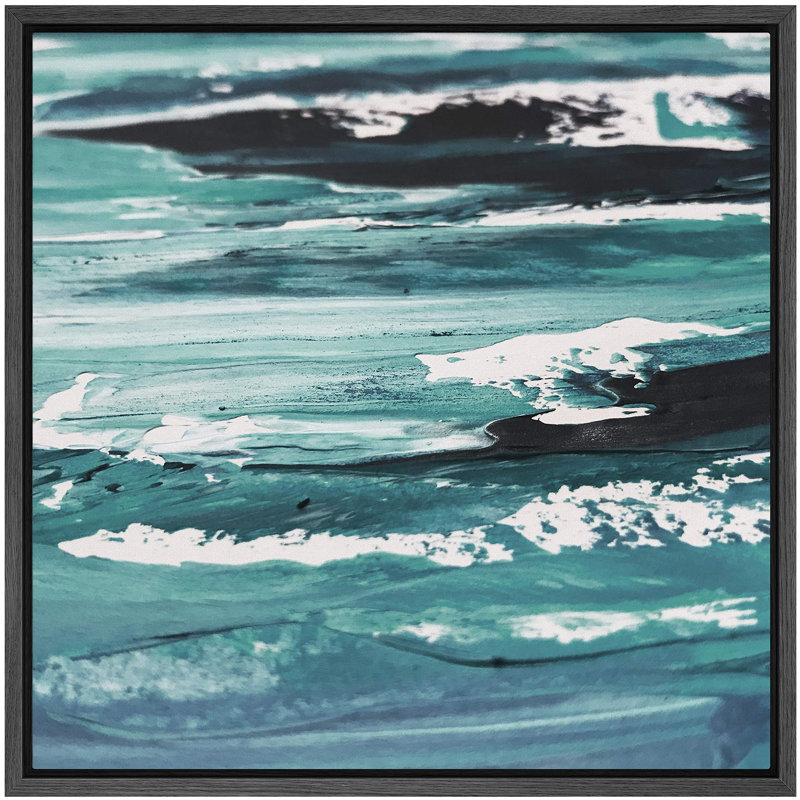 Effet texturé bleu sarcelle, vert, noir, champ, formes abstraites, minimalisme alternatif dramatique foncé, impression sur toile