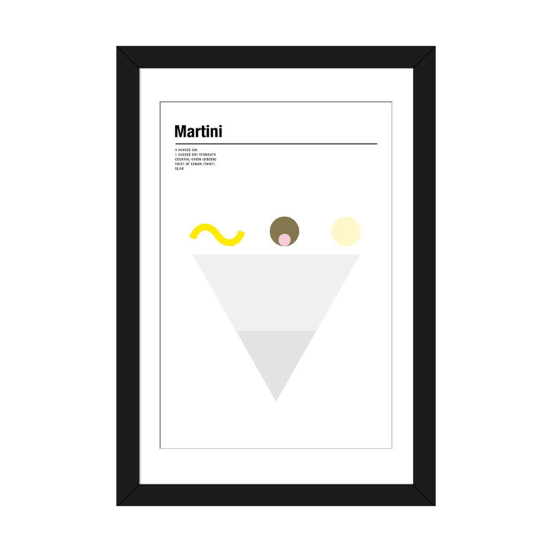 « martini », impression sur toile, Papier d'art encadré noir, Blanc, H 32 po x l 24 po x P 1 po