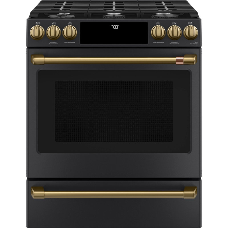Front Control Gas Range Handle Kit, Brushed Brass