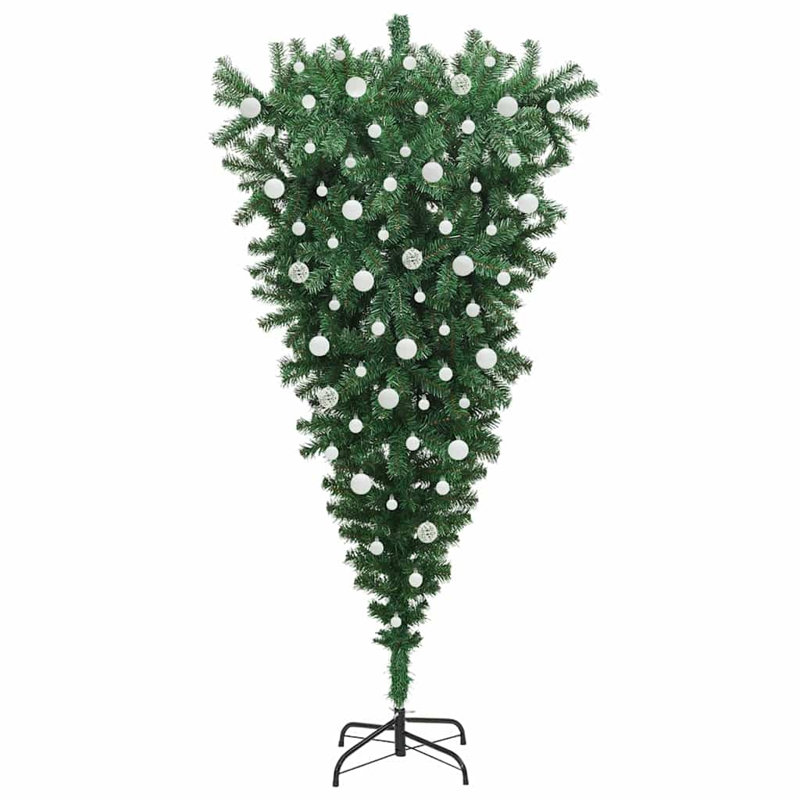 vidaXL Upside-down Artificial Pre-lit Christmas Tree with Ball Set, 6.89 ft