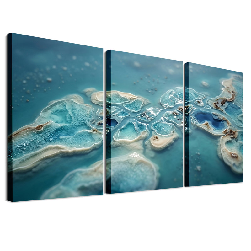 Ensemble de 3 toiles bleues et blanches, 24"H x 16"W x 3pcs