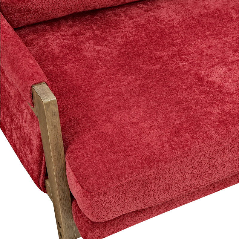 Fauteuil rouge Mid-Century moderne - modèle, structure, rembourrage confortable en bois massif, éponge haute, housse en velours