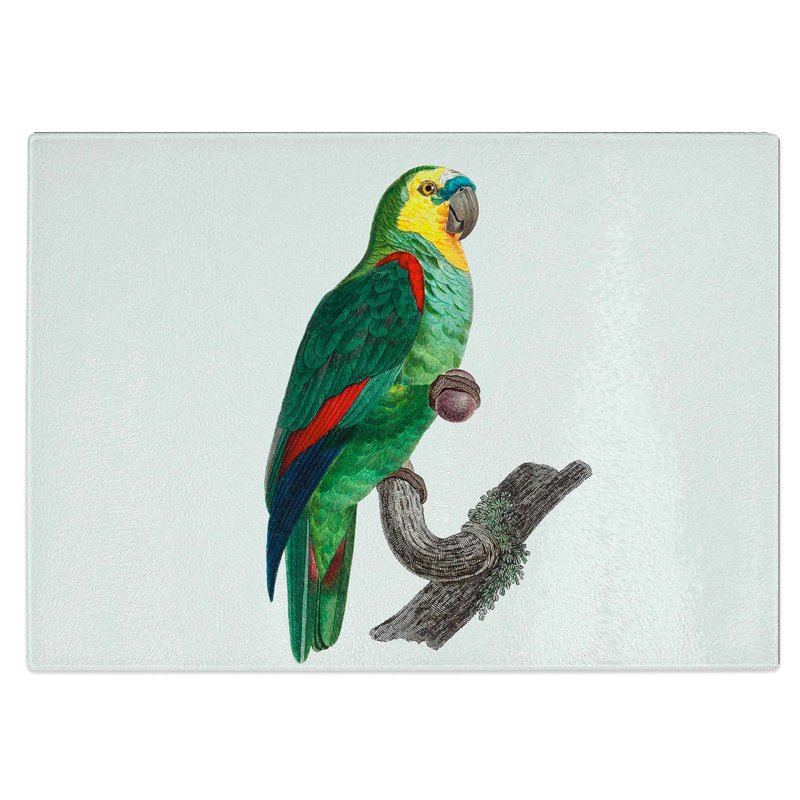Tempered Glass a Amazon Parrot Chopping Board, 28.5 cm W x 20 cm L