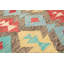 Tapis décoratif gris en laine de conception unique 4 pi 2 po x 5 pi 9 po noué à la main New Age