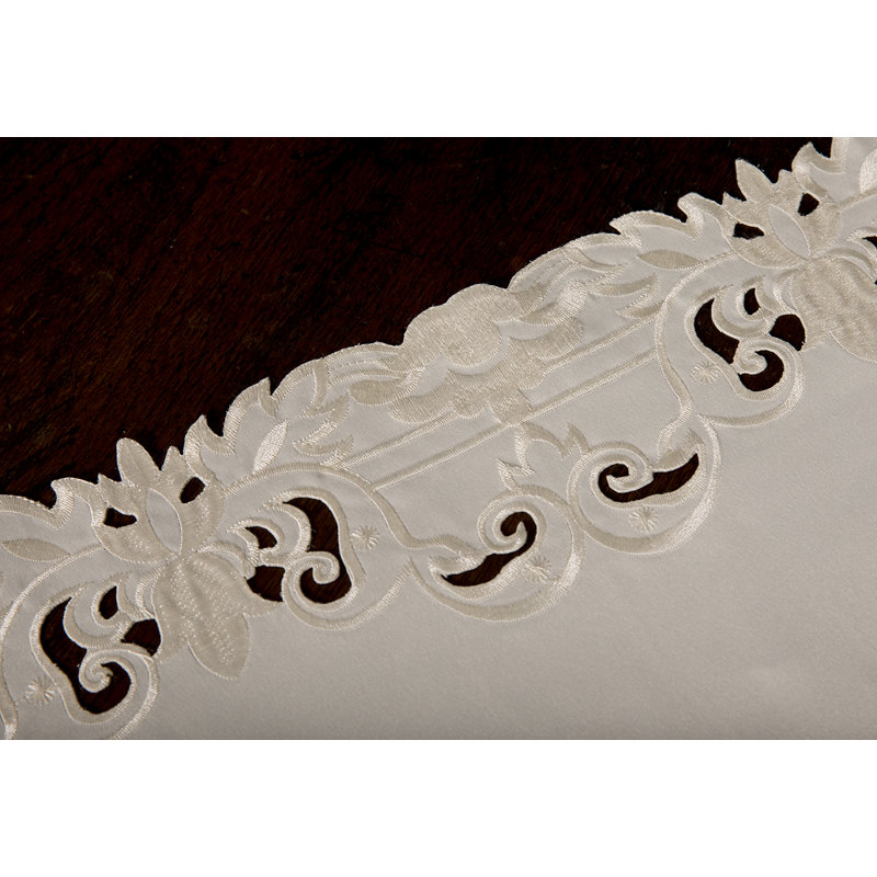 Anayeli Embroidered Cutwork Table Runner, Ivory, 70" x 15"