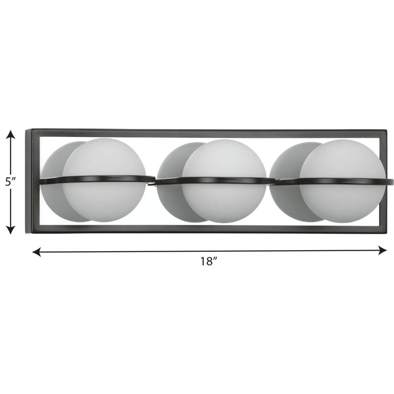 Barre de salle de bain à intensité variable Summerlin, Noir mat, H 5 po x l 18 po x P 5,5 po, Trois lumières