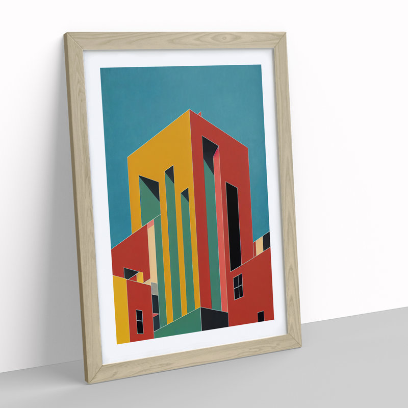 Bold Architecture No.3 Abstract - Wall Art, 48cm H x 36cm W, Oak Framed, White
