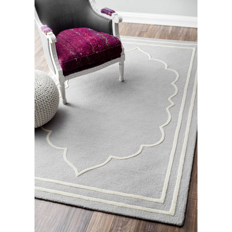 Mayhews Hand Hooked Wool Geometric Indoor Rug, Rectangle 5' x 8'