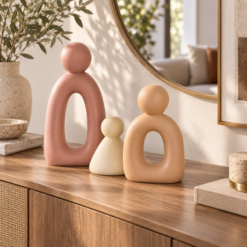 Ensemble de 3 figurines brunes en résine