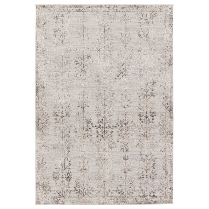 Tapis géométrique Pranshi crème / gris, Rectangle 10 pi 2 po x 14 pi