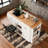 85.5" Kitchen Island with Extendable Dining Table, Kitchen Storage Table with 3 Side Open Shelves, Rolling Kitchen Island with Power Outlet, 3 Drawers, 2 Doors-1009711649