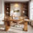 63" Rustic Solid Wood Executive Desk With Unique Wave-Leg Design, Farmhouse Office Desk For Home-1201223275