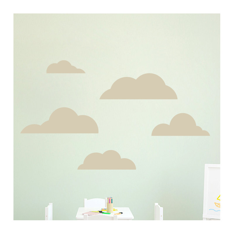 Ensemble de 5 décalcomanies murales cloud, Beige