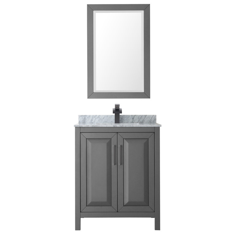 Daria 30'' W Single Vanity, Dark Gray, Matte Black, Carrara Cultured Marble