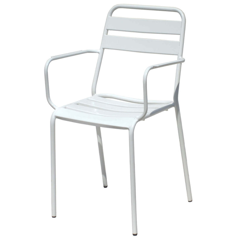Khailah Stacking Patio Dining Armchair, White