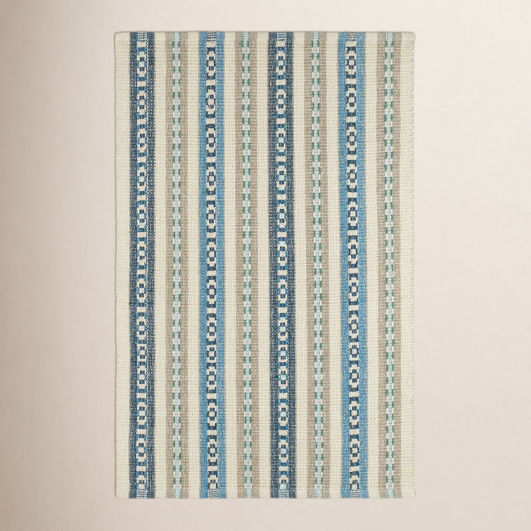 Long Slade Indigo Handwoven Cotton Rug