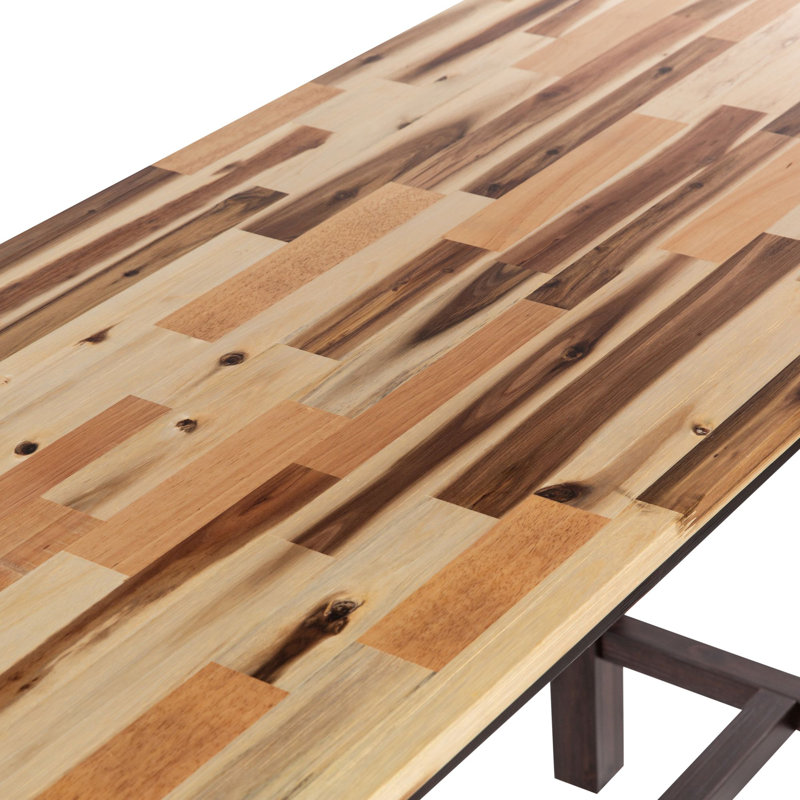 Table de salle à manger en bois massif d'hévéa à hauteur de comptoir Lorraine, Mélange espresso et espresso