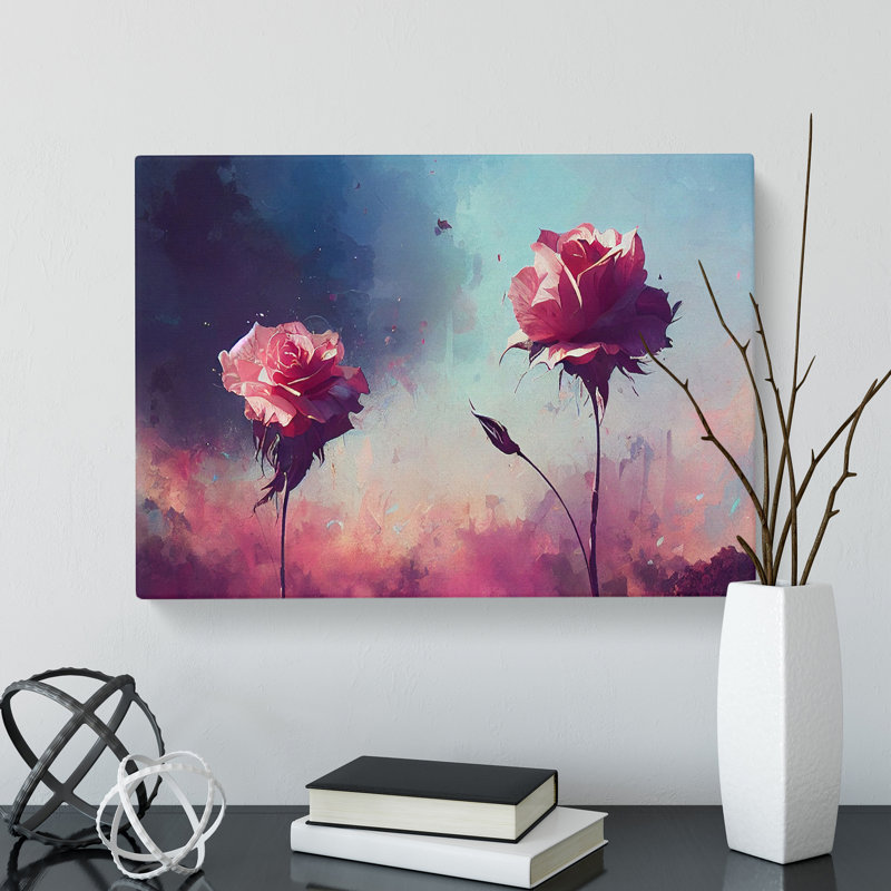 Sparkling Rose Flowers - Wrapped Canvas, 50cm H x 76cm W x 3cm D