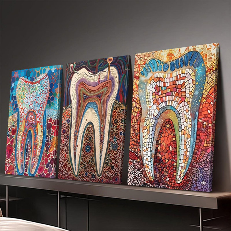 «Tooth Anatomy Art», impression sur toile 3 pièces pour espace unique, 16 * 12 pouces 3 pièces