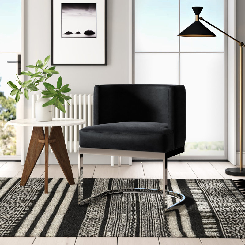 Gianna Barnier Wingback Arm Chair, Chrome, Black Velvet