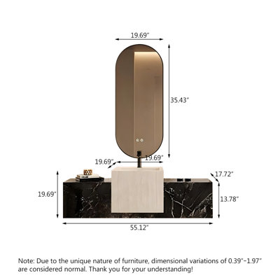 Meuble-lavabo de luxe en pierre frittée avec lavabo intégré et miroir intelligent