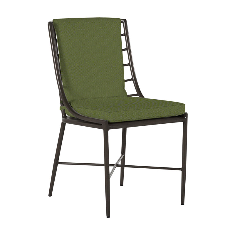 Carmel Patio Dining Side Chair with Cushions, Welt, Linen Forest