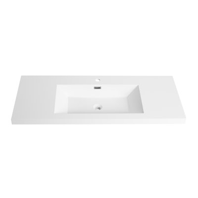 48" Resin Bathroom Sink, Gloss White Shade, 46.14 In. Depth, 20.13 Width, 7.18 Height, Stable & Stylish Choice Sink In White, Tall, Deep, Wide, Appealing