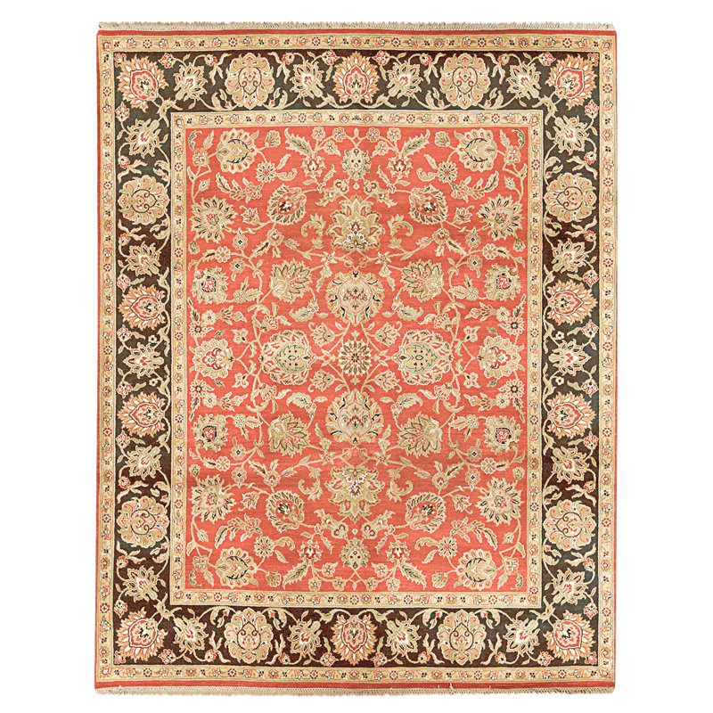 Tapis rouge et noir noué à la main de haute qualité