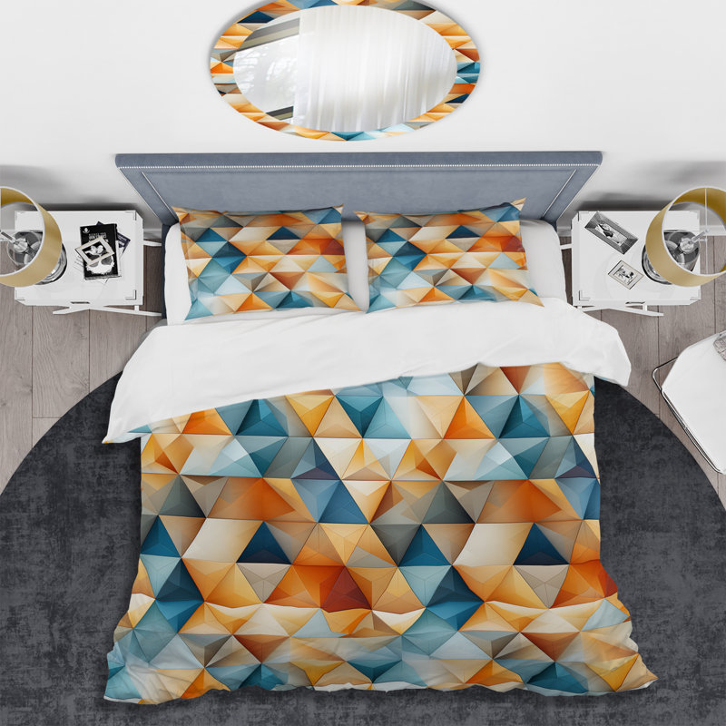 Ensemble de housse de couette orange et bleu, Housse de couette pour très grand lit et 2 très