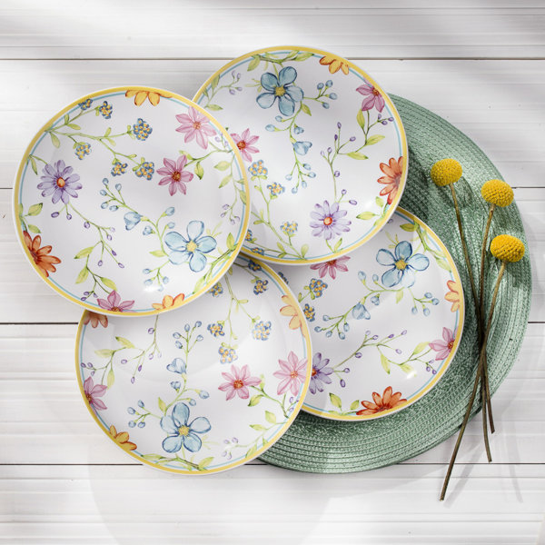 Euro Ceramica Charlotte Collection Service De 2 Pièces En Grès Motif Floral Et Jardin Multicolore