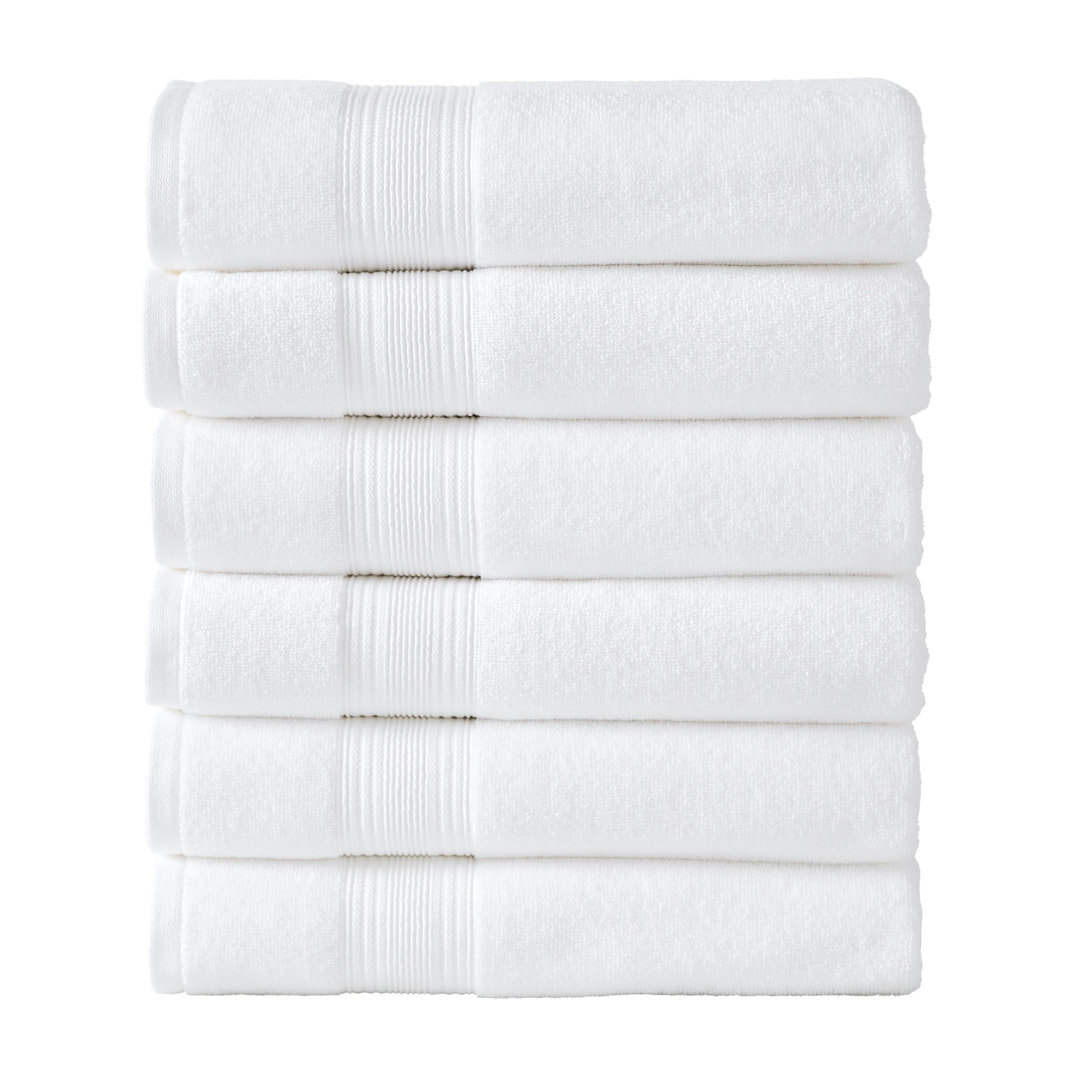 Modern Threads Hotel Collection 6-Pack 100% Ring Spun Cotton, Highly Absorbent Quick Drying Bath Towel Set, White (Set of 6) Modern Threads