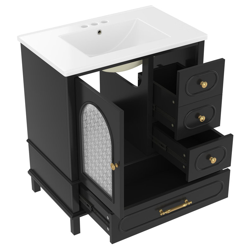 Meuble-lavabo de salle de bain avec lavabo, Noir