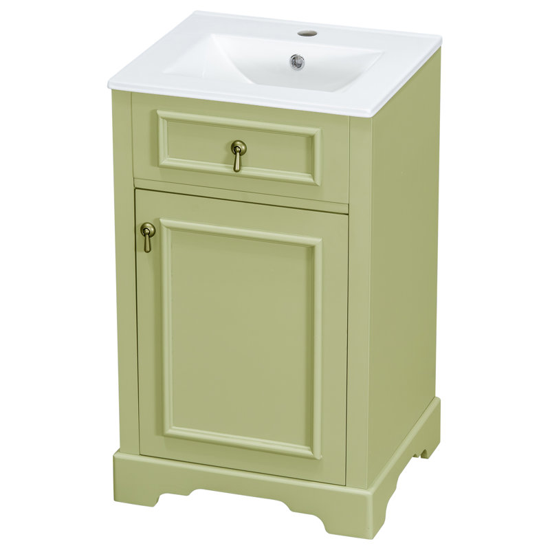 Bathroom 20‘’ Vanity With Ceramic Sink Top, Light Green
