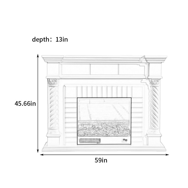 European style simple fireplace decorative cabinet, Ivory