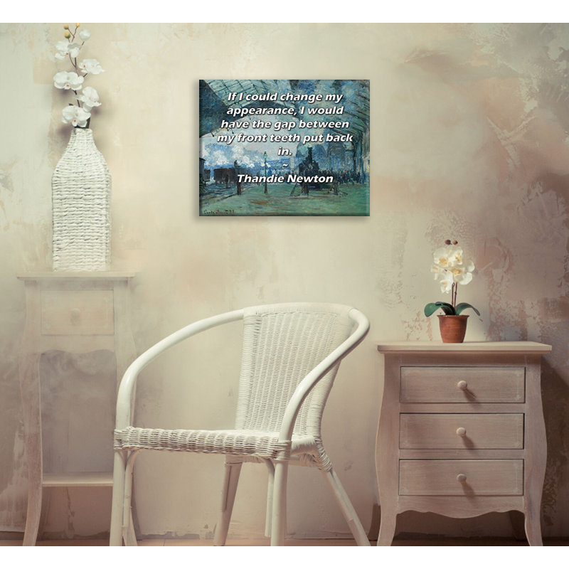 Toile tendue de la galerie ArtsyQuotes par Thandie Newton: «Si je devais changer mon apparence, je ferais en sorte que l'écart entre mes dents de devant soit rétabli.»