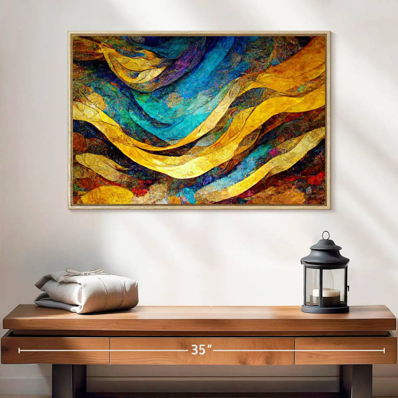 Dunes du désert Leota, 25 po x 17 po, Cadre flottant en bois naturel