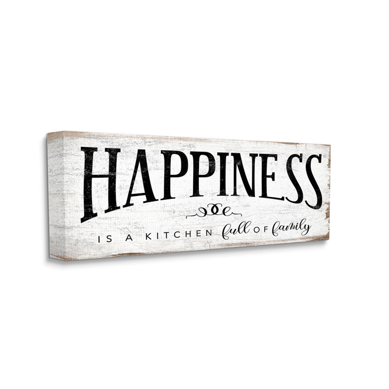«Happiness is Kitchen Full of Family Rustic Sentiments», art mural surdimensionné sur toile tendue par Daphne Polselli