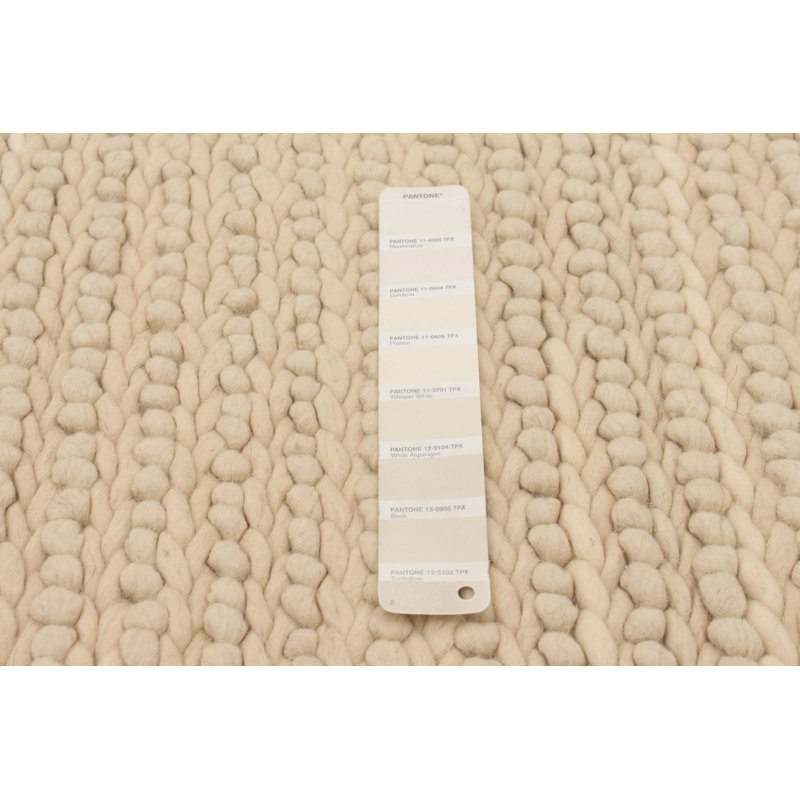 Tapis crème en laine tressé à la main Poway