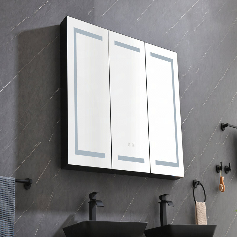Armoire à pharmacie 48 po x 30 po à DEL avec miroir, douilles, à intensité variable et anti-buée