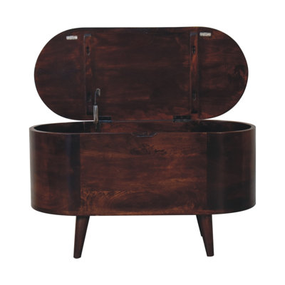 Boîte à couvertures ronde en noyer clair