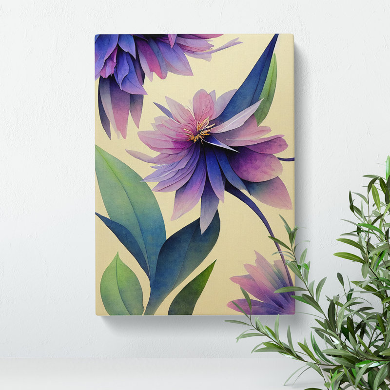 Beautiful Watercolour Flowers No.2 - Wall Art, Wrapped Canvas, 60cm H x 40cm W x 3cm D, No Matte