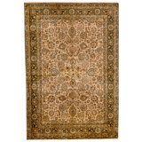 Hand Knotted Wool Area Rug in Gold And Green