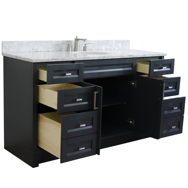 Ensemble de meuble-lavabo simple 61 po Constantin, Marbre de Carrare blanc