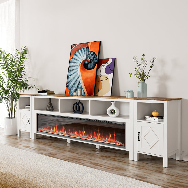Gaberiel Unfinished TV Stand for TVs up to 88" with Fireplace Included, 97.5"