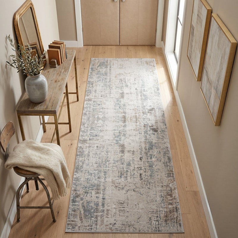 Tapis contemporain neutre neutre délavé Neutral, Tapis de couloir 2 pi 6 po x 10 pi