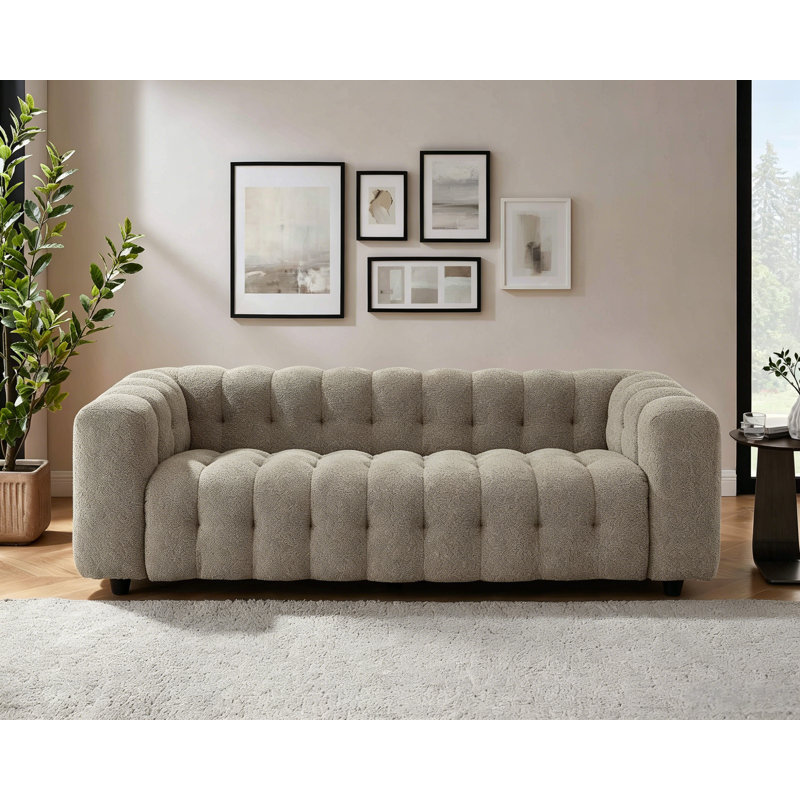 Lavance 89.4" W Tufted Bouclé Sofa , Light Brown