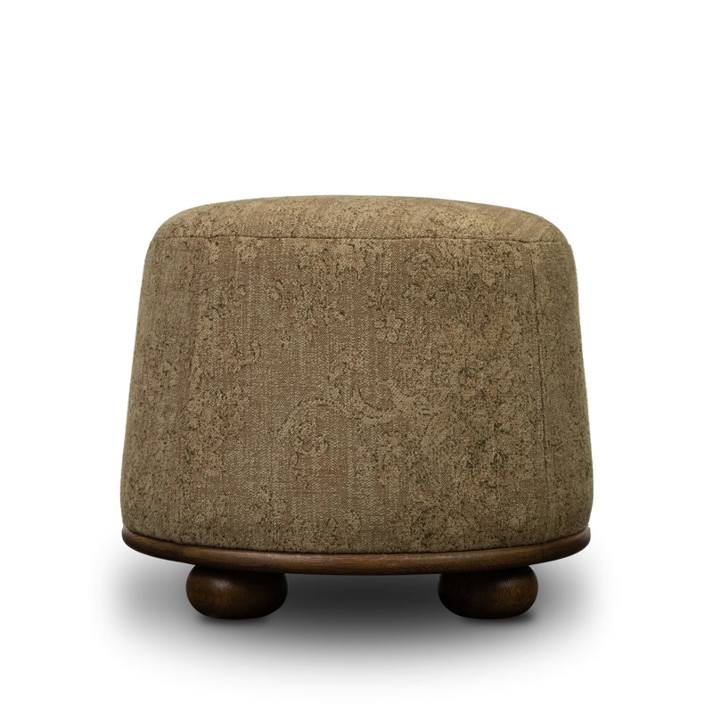BILBURY Round Ottoman, Worn Oak Dmask