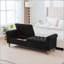 Banc de rangement rembourré 65,75 "avec double couvercle et accoudoirs roulés - noir