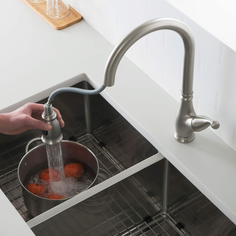 KIBI Summit Pull Down Kitchen Faucet, Brushed Nickel, Without Soap Dispenser
